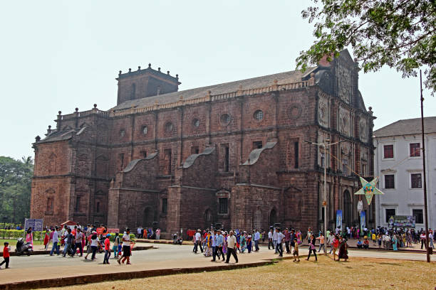 Basilica of Bom Jesus The historic Basilica of Bom Jesus in Old Goa, India, a UNESCO World Heritage Site where the mortal remains of St Francis Xavier is kept basilica stock pictures, royalty-free photos & images