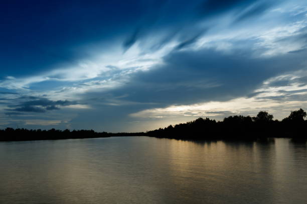 istock Beautiful blue sky in twilight time at river 641323594