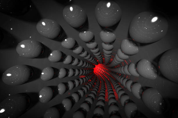 istock Abstract black geometric background with tunnel made of spheres 641333450