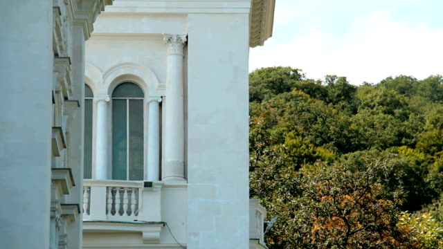 Arched window and balcony letgim day. Yalta. Crimea.