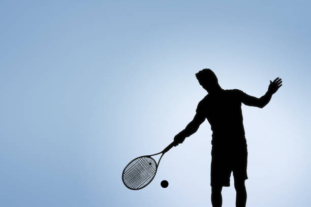 istock Tennis player man hitting ball in a volley. 641338024