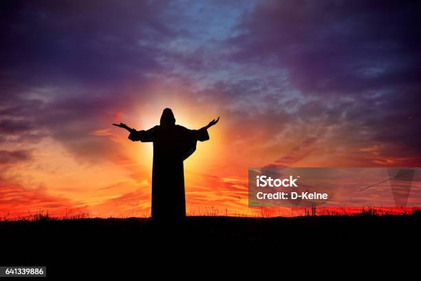 Prayer Stock Photo - Download Image Now - Jesus Christ, In Silhouette, Resurrection - Religion