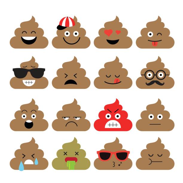 zestaw uroczych kupy, emoji - shit faced stock illustrations