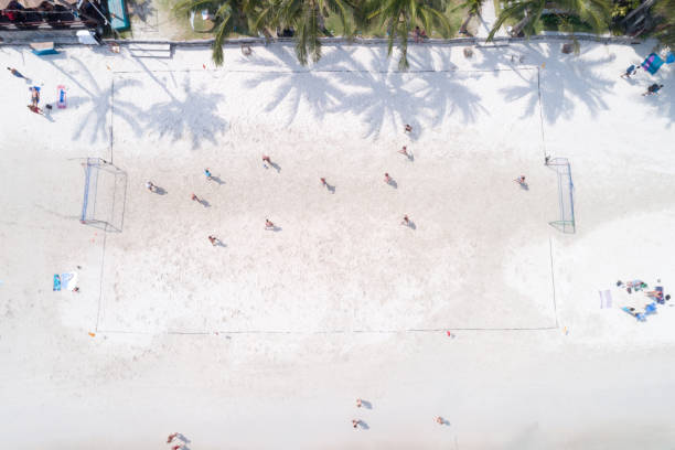 Beach Soccer, Tropical Beach, From Above, Palm Tree Shadows