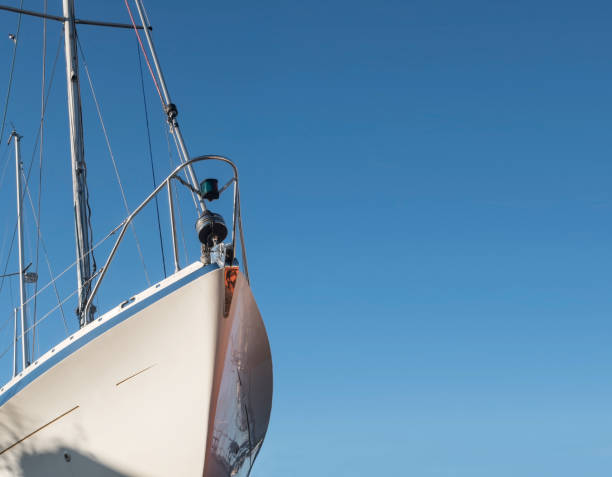 the front of a modern boat, hull and anchor
