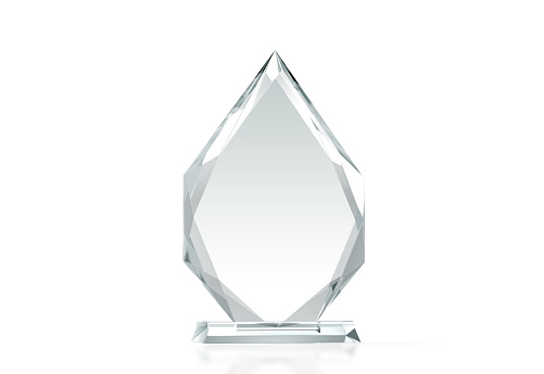 Maqueta de trofeo cristal flecha en blanco forma, render 3d photo