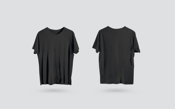 istock Blank black t-shirt front and back side view, design mockup 641349656