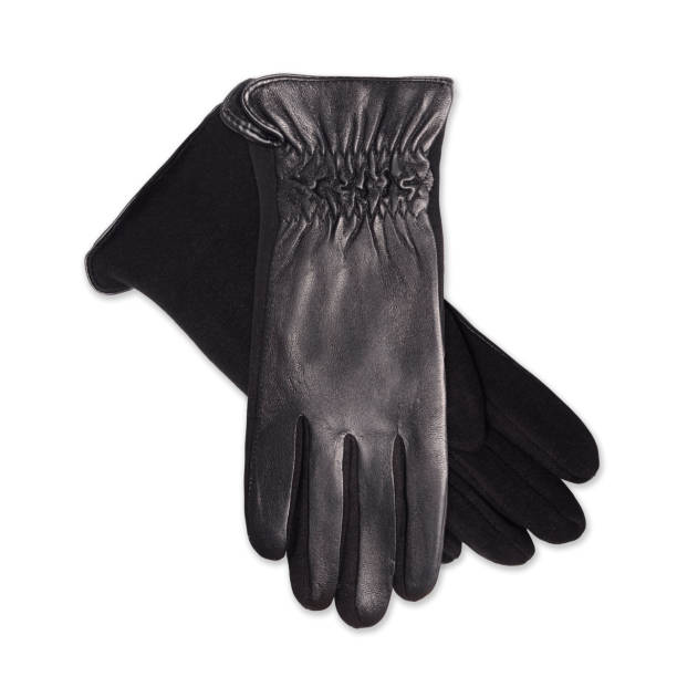 istock Black women's leather  gloves isolated on white 641349860