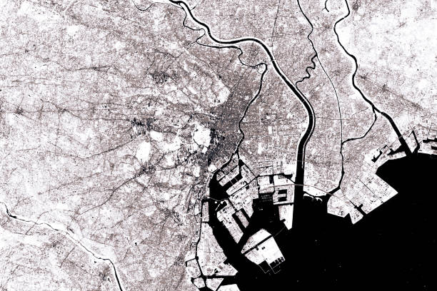 istock Tokyo Abstract City Map Black And White 641352266