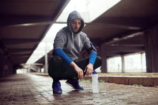 istock Photo of a man taking a break after exercise 641352606