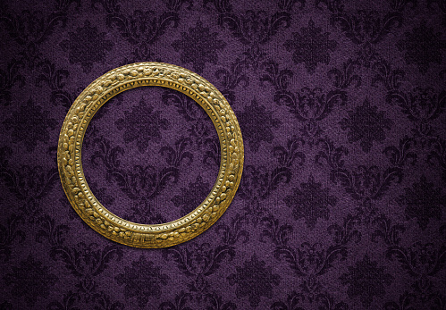 Gold ornate picture frames and pattern wallpaper.  All clipping paths included- frame, in,out...\n