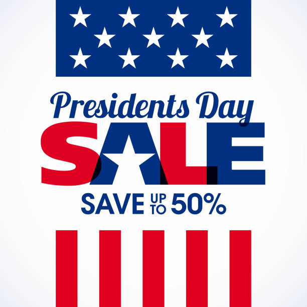 ilustraciones, imágenes clip art, dibujos animados e iconos de stock de banner de venta de día de presidentes - presidents day