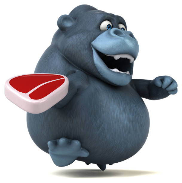 Fun gorilla - 3D Illustration Fun gorilla - 3D Illustration silverback gorilla diet stock illustrations