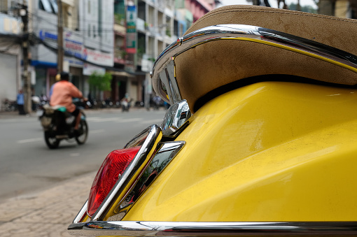 Vintage Classic motorcycle on the street in Ho Chi Minh City, Vietnam