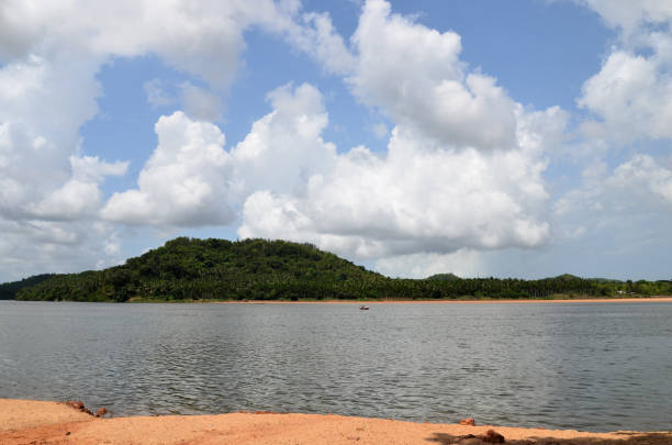 istock Beautiful riverside with blue sky, white clouds 641363446