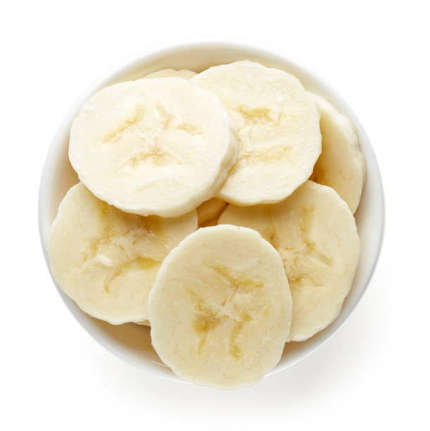 istock Bowl of sliced banana from above 641363870