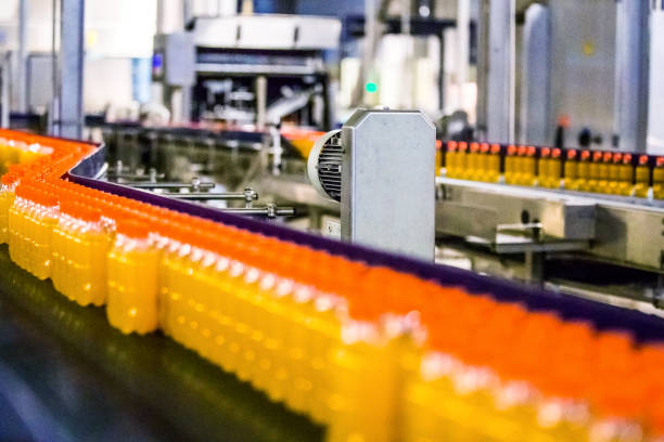 istock Bottles on Conveyor Belt in Factory 641369080