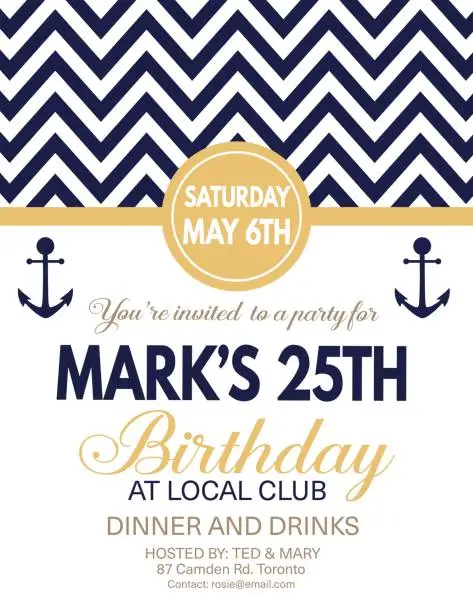 Vector illustration of Nautical Theme Party Invitation Template