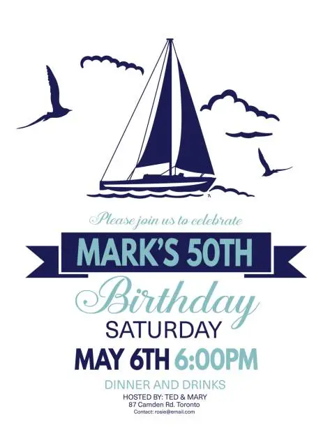 Vector illustration of Nautical Theme Party Invitation Template