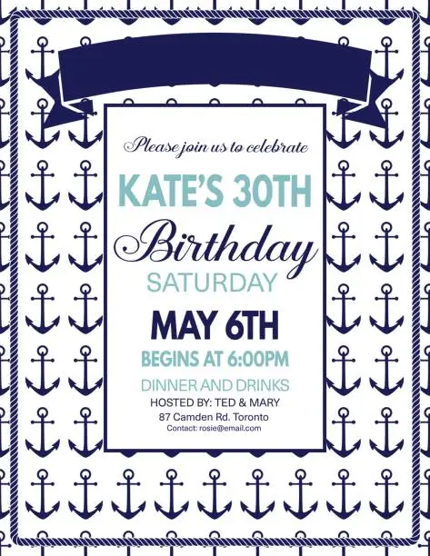 Vector illustration of Nautical Theme Party Invitation Template