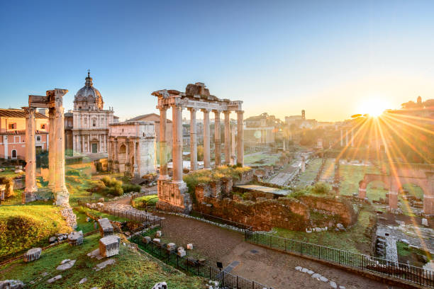 istock Rome, Italy. Roman Forum at sunrise 641373794