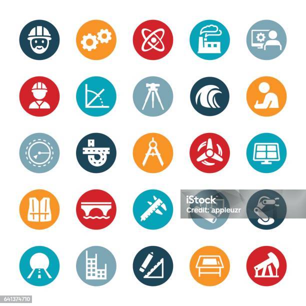 Engineering Icons Stock Illustration - Download Image Now - Icon Symbol, Occupational Safety And Health, Engineer