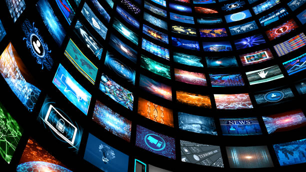 istock Media concept video wall with small screens 641375760
