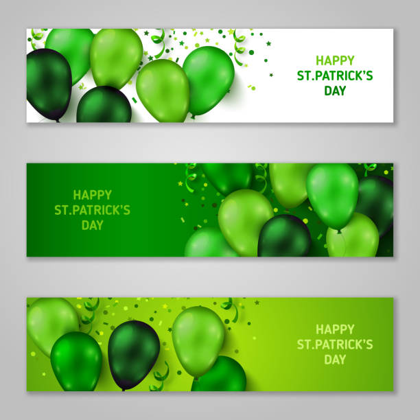 성 패트릭의 날 수평 배너 - irish culture st patricks day backgrounds nobody stock illustrations