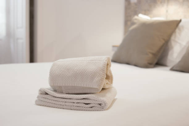 istock Fresh and clean towels in a bright room 641378516