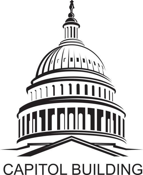 capitol building icon Unated States Capitol building icon in Washington DC dome stock illustrations