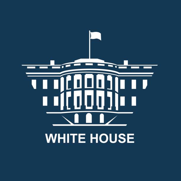 white house icon white house building icon in Washington DC us president stock illustrations