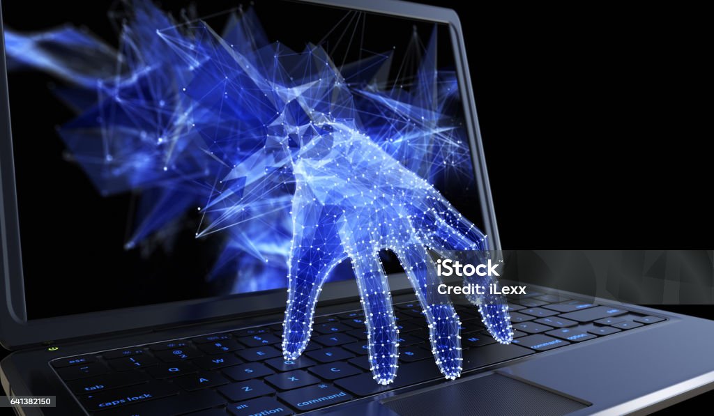 Stealing personal data through a laptop concept Stealing personal data through a laptop concept for computer hacker, network security and electronic banking security Computer Hacker Stock Photo