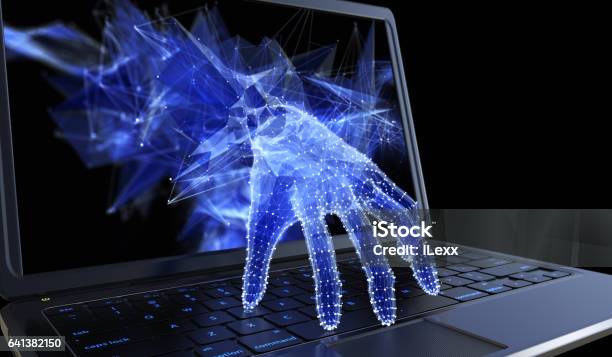 Stealing Personal Data Through A Laptop Concept Stock Photo - Download Image Now - Computer Hacker, Computer Crime, Internet