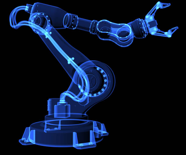 robot industriel. x-ray style - twisting arm photos et images de collection