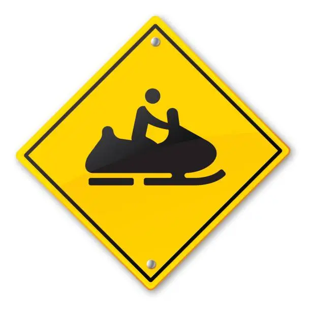 Vector illustration of Snowmobile Sign