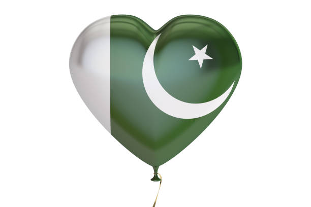 istock balloon with Pakistan flag in the shape of heart, 3D rendering isolated on white background 641390532