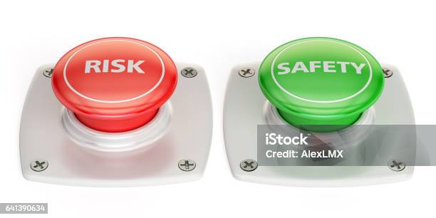 Safety Button Front View Risk And Safety Push Button 3d Rendering Isolated On White Background ...