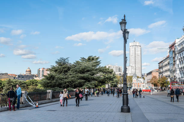 Street in Madrid Madrid, Spain - November 13, 2016: Bailen Street in Madrid. Located in Madrid city Center near Royal Palace bailen stock pictures, royalty-free photos & images