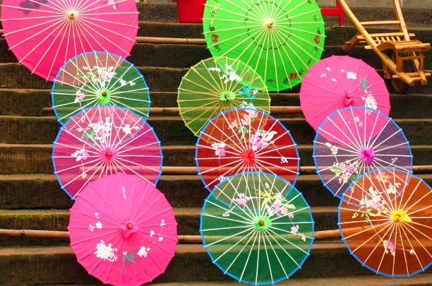 istock Colorful traditional chinese umbrellas 641395778