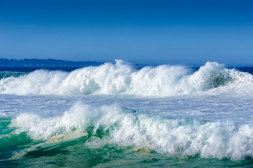 Large turbulant ocean waves off California Coast, after a pacific coast storm.\n\n