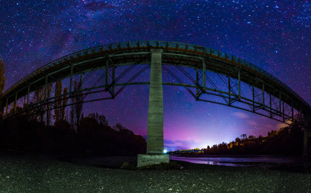 istock Milkyway with pink Aurora glow 641397798