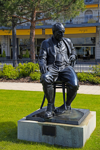Bronze Statue of Vladimir Nabokov,Russian-American novelist, author of famous Lolita, stands in the gardens of the Montreux Palace in Montreux, Switzerland