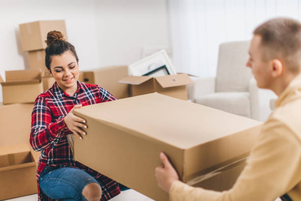 istock Young couple having fun in new apartmant 641398794