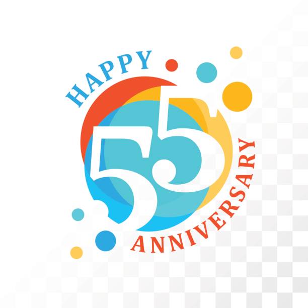 55th Anniversary emblem. 55th Anniversary emblem. Vector  template for anniversary, birthday and jubilee number 58 stock illustrations