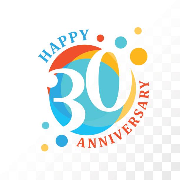 30th Anniversary emblem. 30th Anniversary emblem. Vector  template for anniversary, birthday and jubilee 30th anniversary stock illustrations