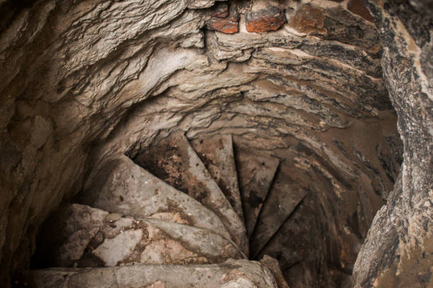 istock Top view of ancient stone stairs 641409978