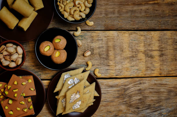 istock Set of Indian sweets. Kaju, Burfi, Sandesh 641414372