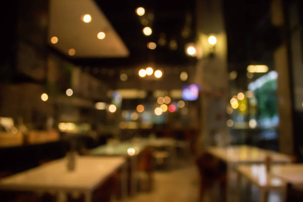 istock Blur coffee shop or cafe restaurant with abstract bokeh light image background 641414662