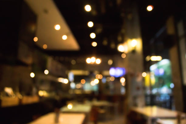 istock Blur coffee shop or cafe restaurant with abstract bokeh light image background 641414668