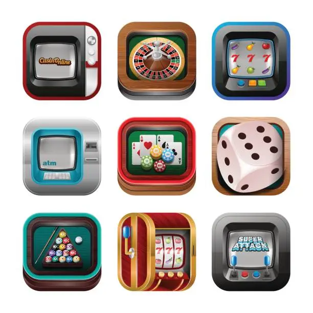 Vector illustration of Gambling and casino icons